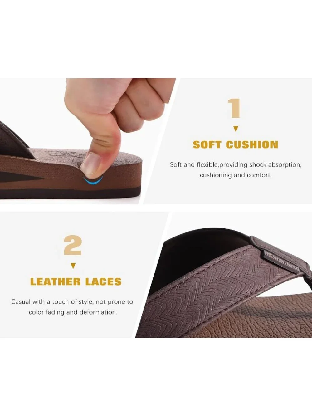 Men's Coffee Brown Yoga Mat Flip Flops Slip On Indoor Outdoor Sandal Slipper